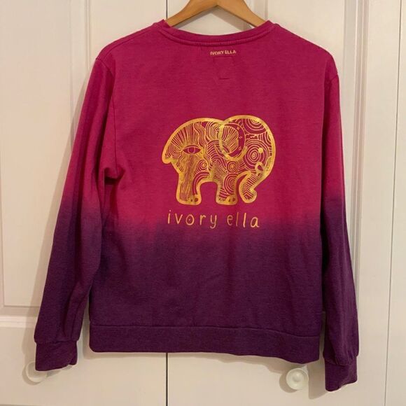 Ivory Ella Sweatshirt Purple Ombré Dip Dyed Long Sleeve XS - Picture 1 of 8